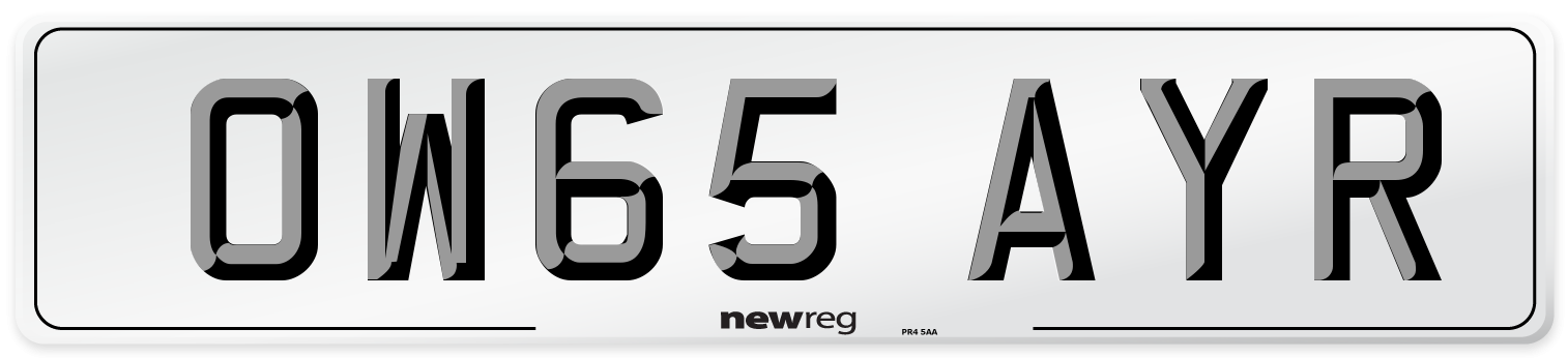 OW65 AYR Number Plate from New Reg